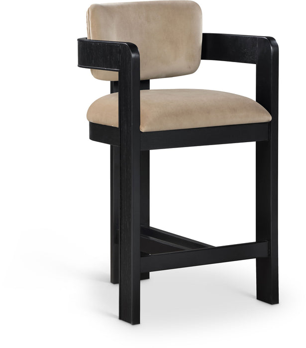 Sacha - Velvet Stool With Black Base