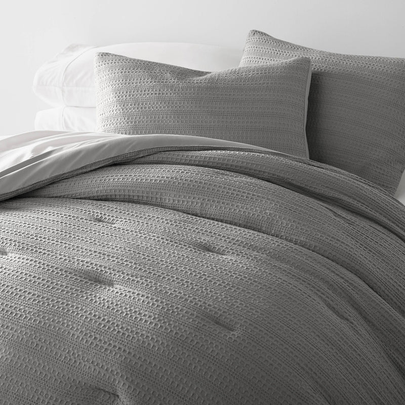 Waffle Textured 3 Piece Down Alternative Comforter Set