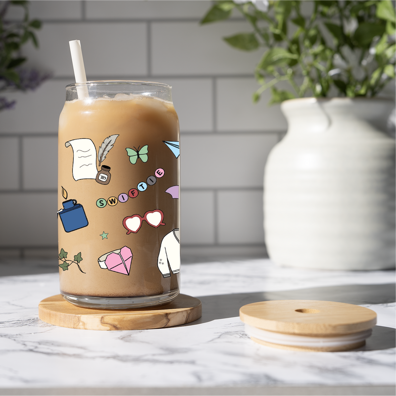 16 oz Iced Coffee Glass Can - Taylor Swift