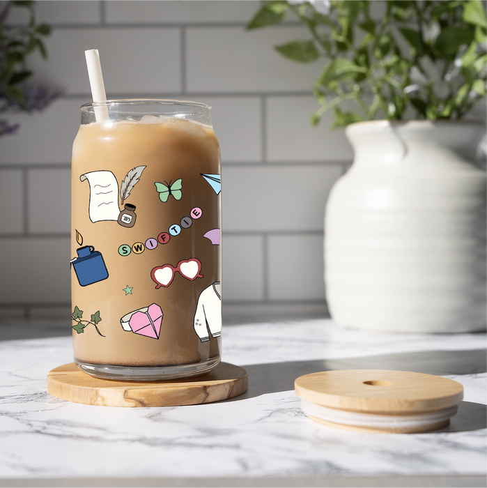 16 oz Iced Coffee Glass Can - Taylor Swift