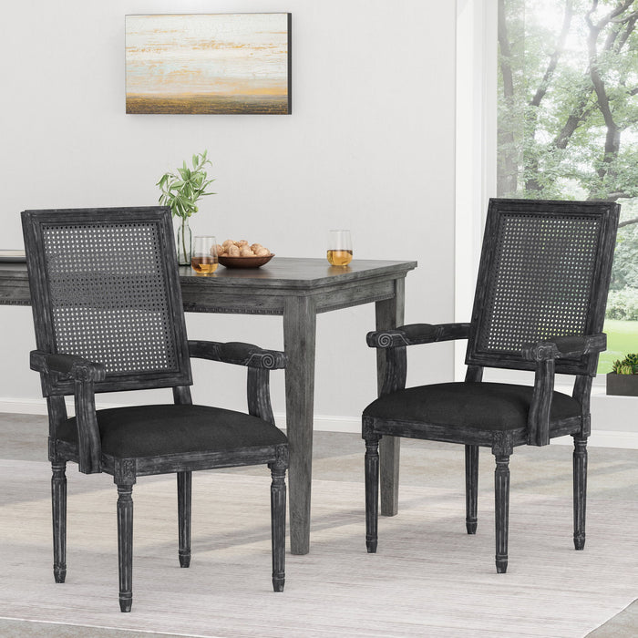 Elegant French Country Style Dining Chair With Cane Backrest