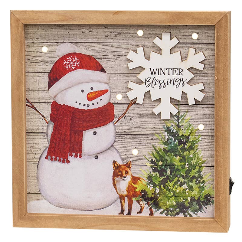 Snowman Box Sign w/ LED Lights 3 Asstd