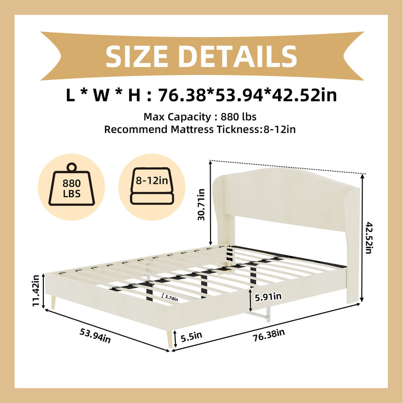Upholstered Bed, Tufted Headboard, Comfortable Sleep