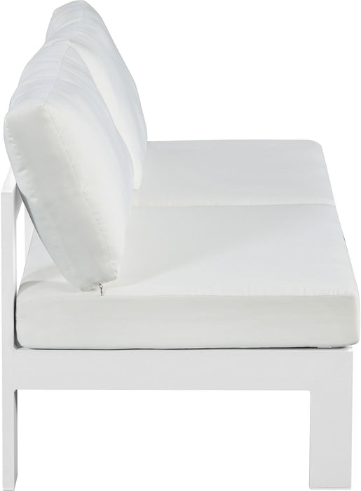 Nizuc - Outdoor Patio 2 Seat Armless Modular Sofa With White Frame