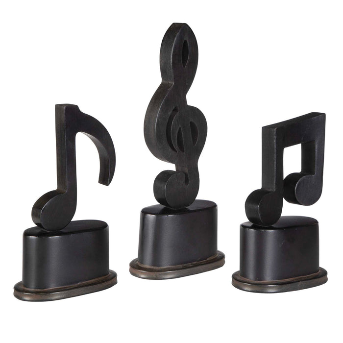 Music Notes - Metal Figurines (Set of 3) - Black