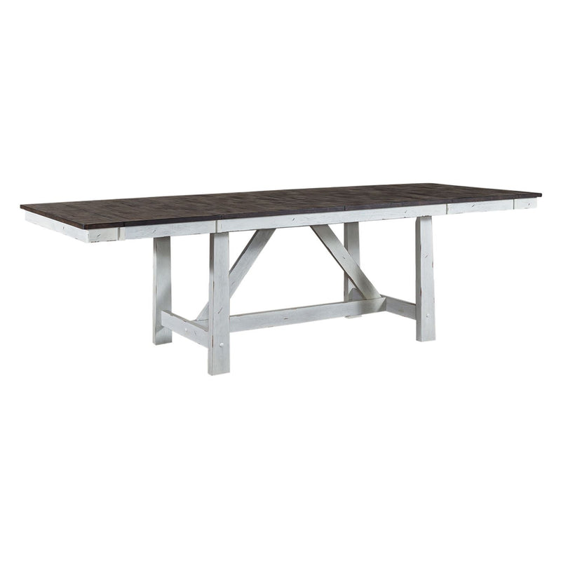 Farmhouse - Trestle Table - Two Tone White / Wood Tone