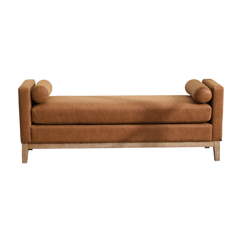 Upholstered End Of Bed Bench With Arms & 2 Bolsters For Bedroom