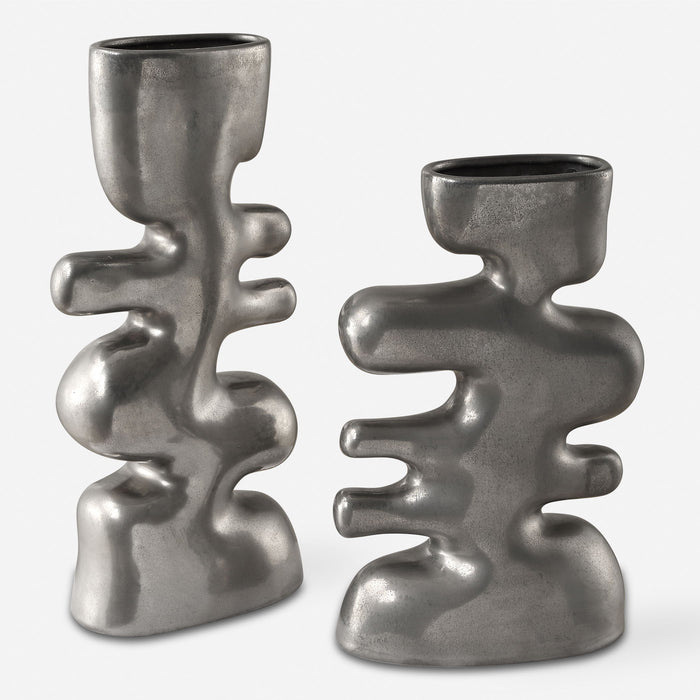 Free Flowing - Nickel Vases (Set of 2)