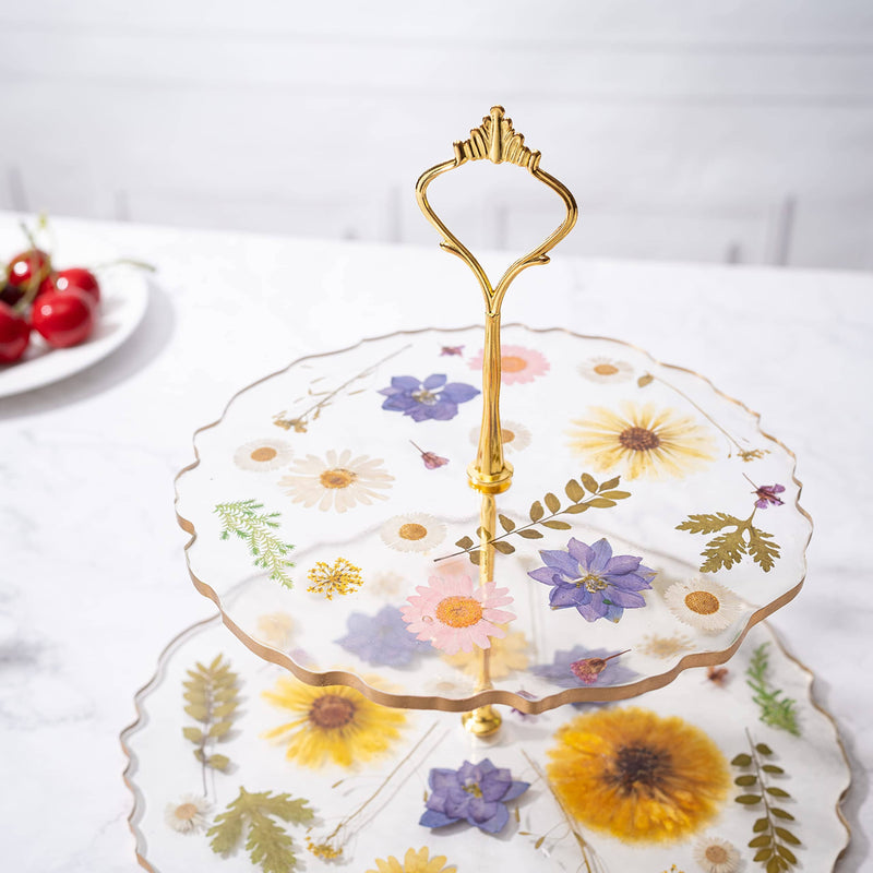 Floral Cupcake & Cake Dessert Stand, Resin Flower Tower