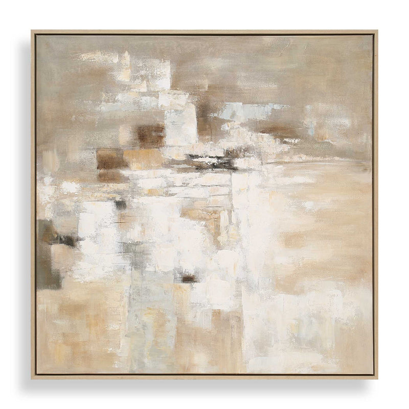 Time To Time - Hand Painted Abstract Art - Black / Brown / Gray / White / Woodtone