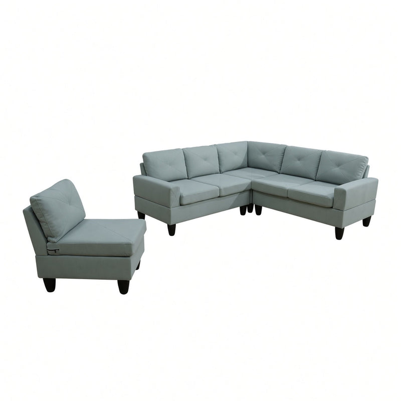 Modular L - Shaped Sectional Sofa 6 Seater 4 Piece, Couch With Chaise - Green
