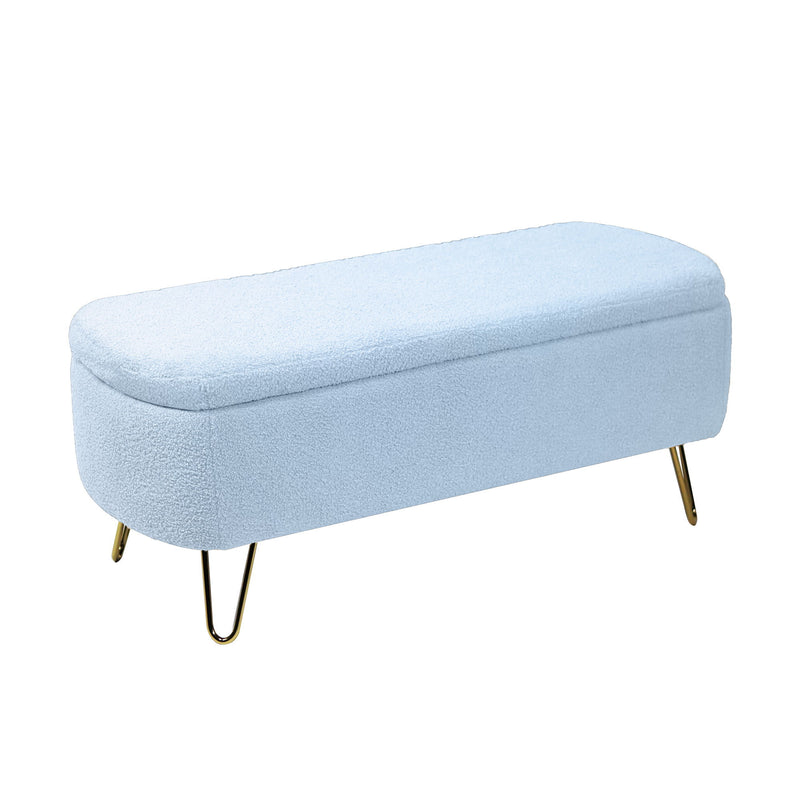 Storage Ottoman Bench For End Of Bed Legs, Modern Camel Faux Fur Entryway Bench Upholstered Padded With Storage For Living Room Bedroom