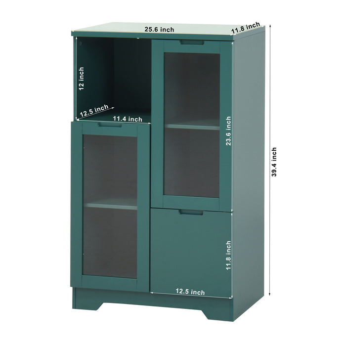 Modern Cabinet With Glass Doors And Drawer