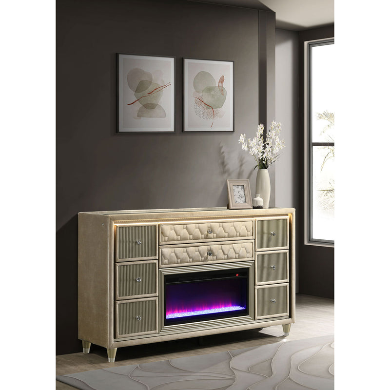 Mika - 8 Drawer LED Fireplace Dresser