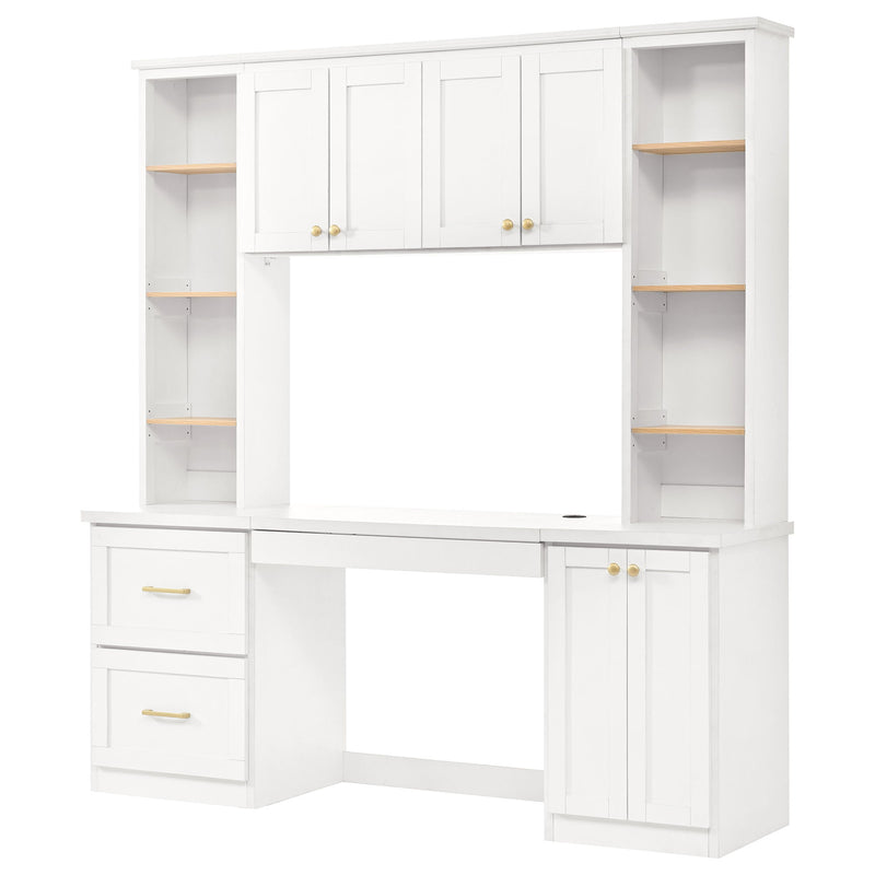 Computer Desk With Hutch, Workstation With Desk Grommet & Keyboard Tray