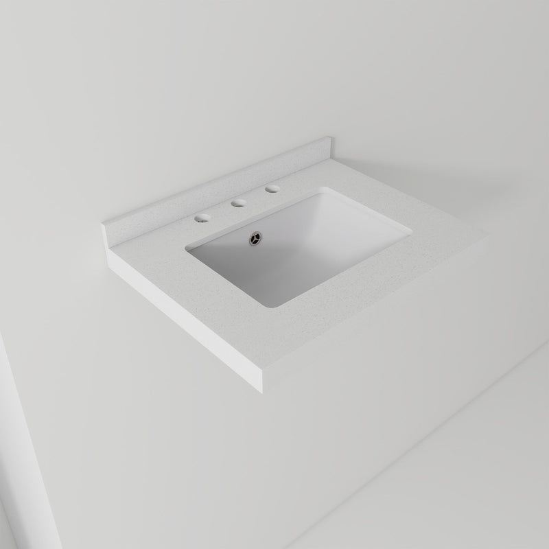 Basin Sink With 2" Thick Rim, Triple Faucet Holes, Sink Only