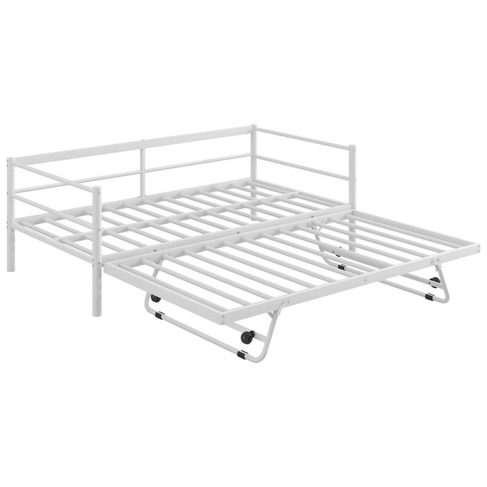 Industrial Metal Daybed With Adjustable Pop Up Trundle And LED Strip