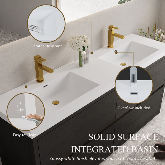 Bathin Freestanding Bathroom Vanity With Double Sinks, Bathroom Storage Vanity Cabinet With Stone Resin Countertop And Soft Close Drawers