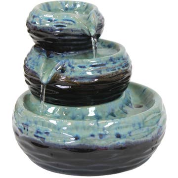 3-Tier Modern Bowls Ceramic Indoor Tabletop Fountain | 7"