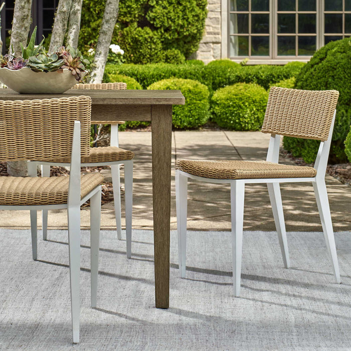 Calbas - Outdoor Dining Chair - White / Woodtone