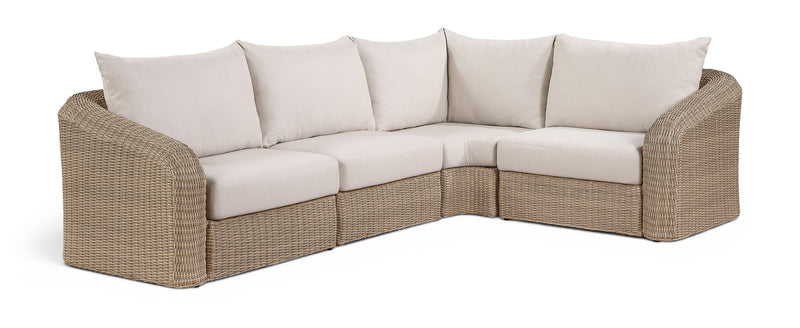 Seacrest - 123.25" Olefin Water Resistant Fabric And Wicker 4 Piece Outdoor Patio Modular Sectional