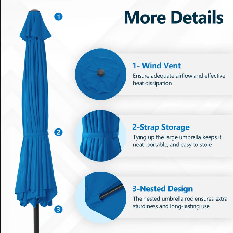 Patio Umbrella With Crank Lift And Tilt, UV-Resistant Canopy