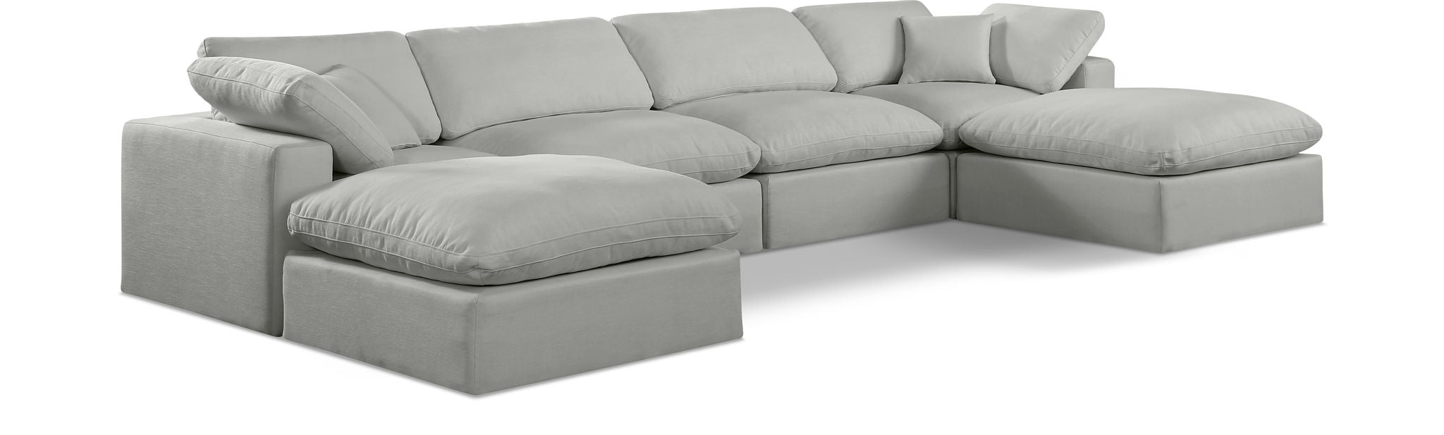Comfy - 6 Piece Linen Modular Double Chaise Sectional