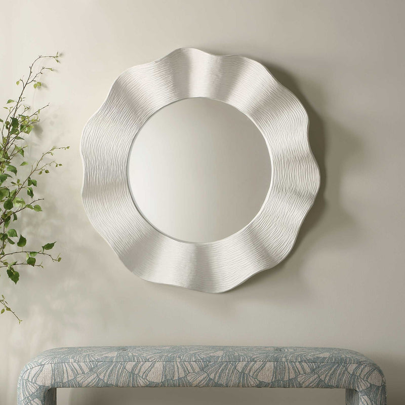 Wave Length - Round Mirror - White