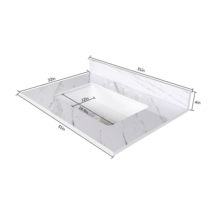 Bianco Carrara Venato Elegant Marble Vanity Top, Bathroom Vanity With Undermount Sink, Sintered Stone