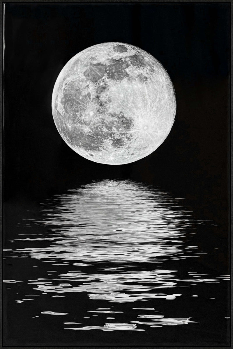 Moonlit Resonance - 32 X 48 - High Gloss Canvas In Frame - Black