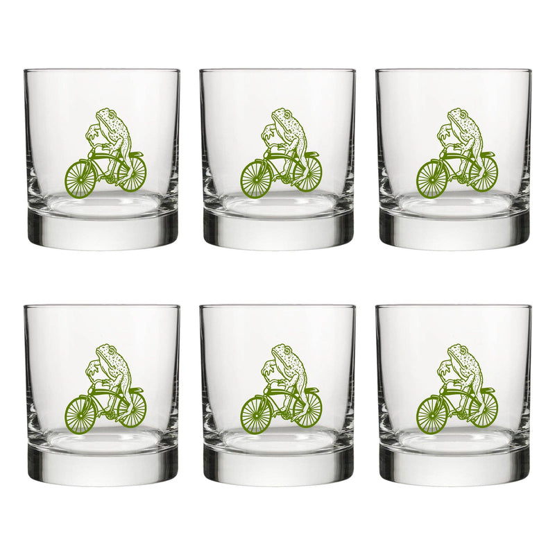 Whiskey Glasses | Frog Glass | Rocks Glass | Bicycle Glass