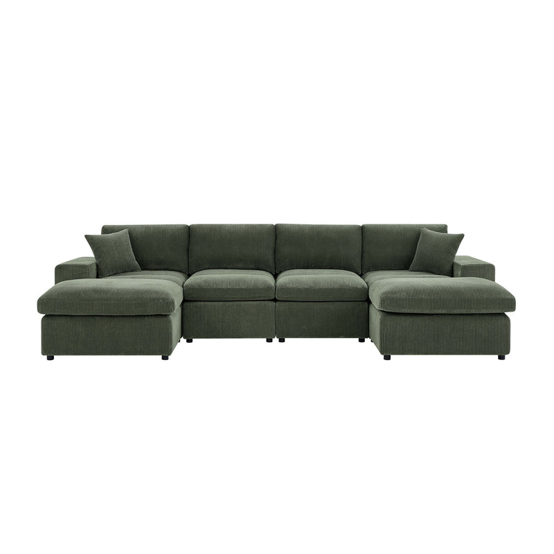 Upholstered Symmetrical Modular Sectional With 6 Seating