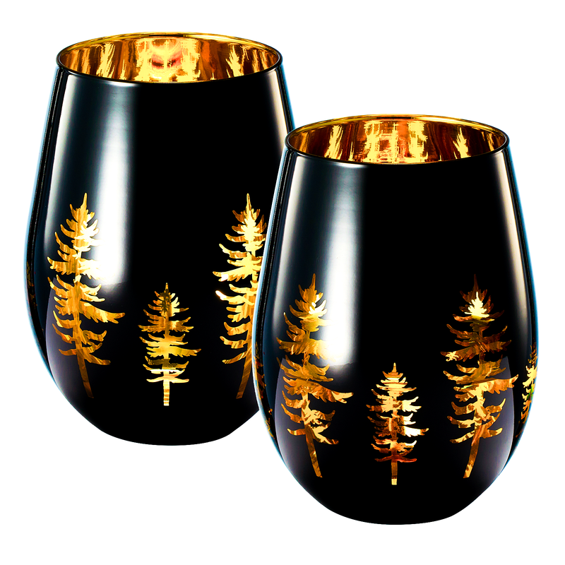 Crystal Holiday Winter Christmas Tree Stemless Wine Glass