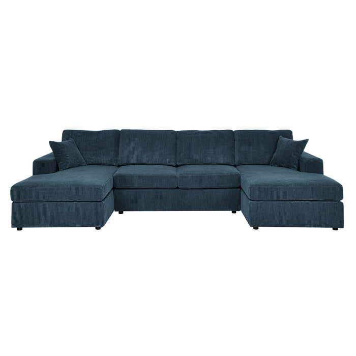 3 Piece Corduroy Double Chaise Sectional Sofa