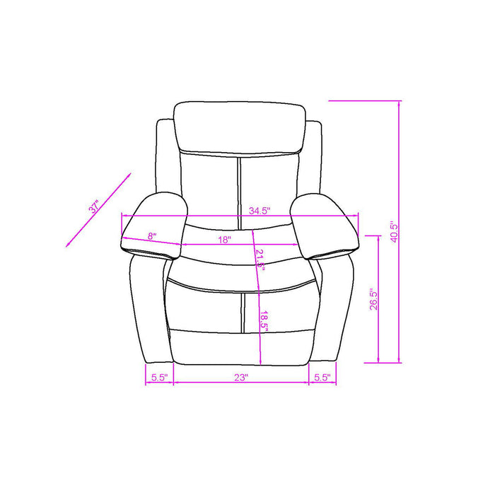 Blanche - Glider Recliner With LED, Pillow Top Arms