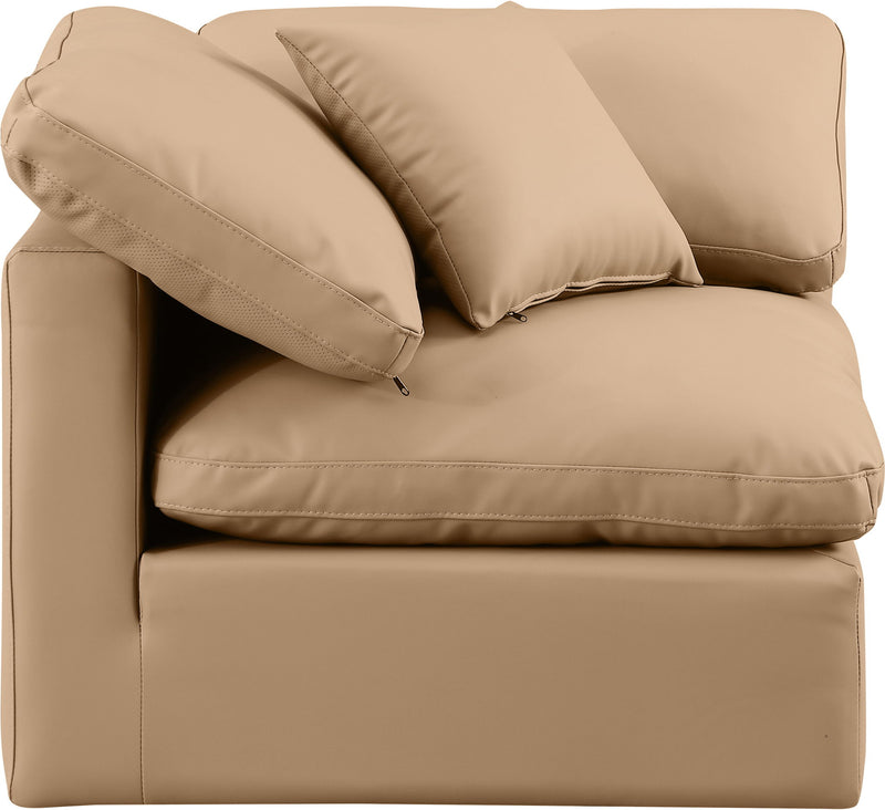 Indulge - Faux Leather Corner Chair - Tan