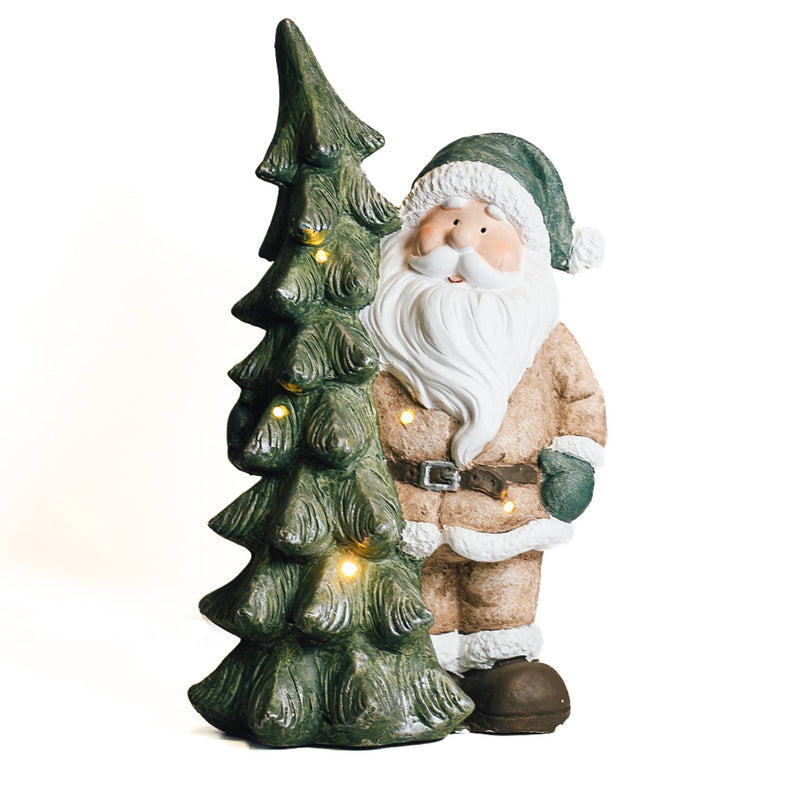 Santa with Tree and LED Lights — Christmas, Holiday Decorations