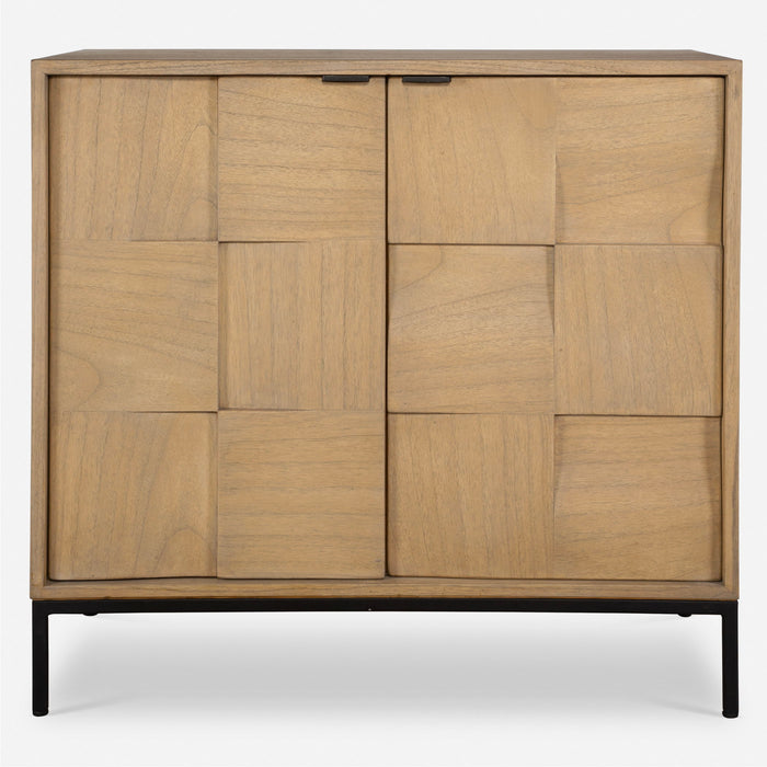 Lorenzo - Geometric 2 Door Cabinet - Light Brown