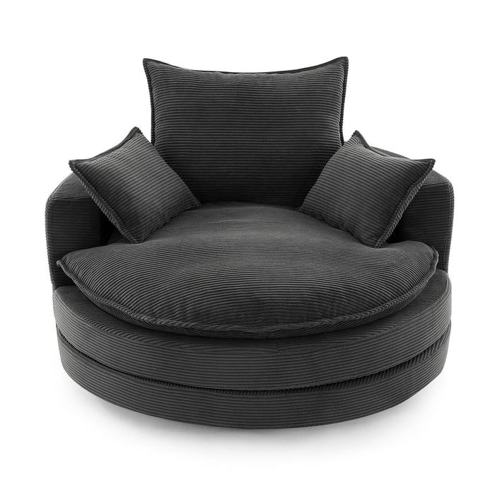 360° Swivel Accent Barrel Chair With Dual Layer Cushion And 3 Removable Pillows