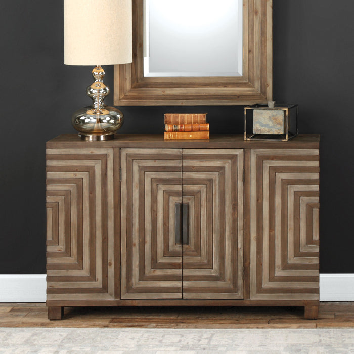 Layton - Geometric Console Cabinet - Light Brown