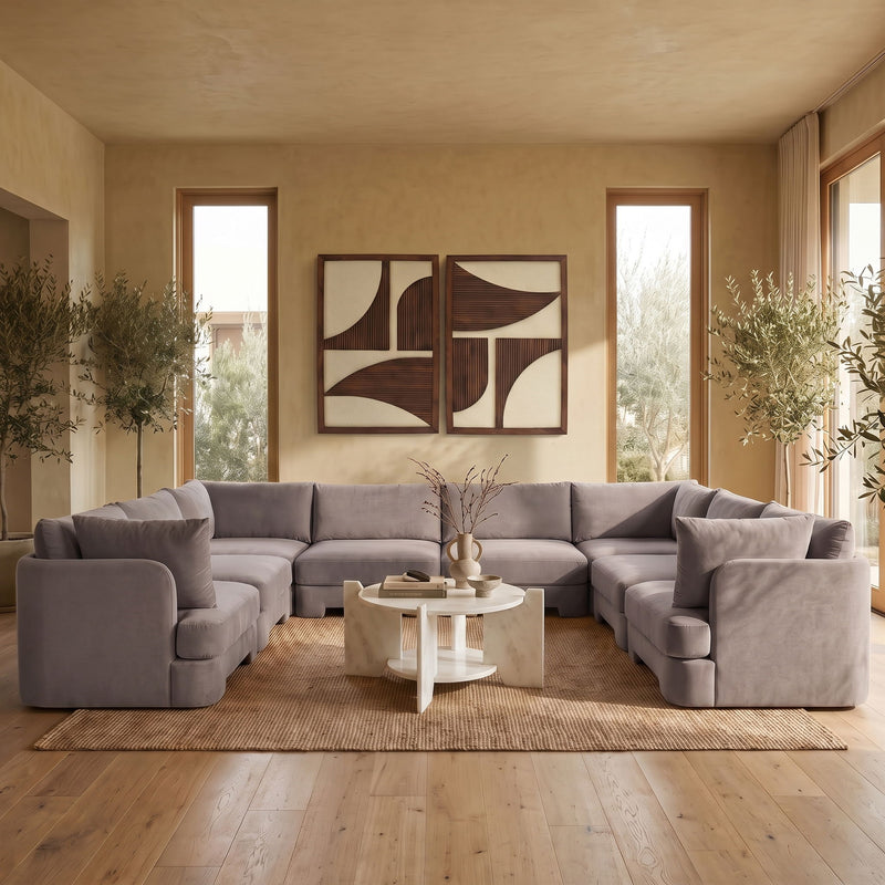 Hammond - Velvet Performance Fabric Upholstered 8 Piece U-Shaped Sectional