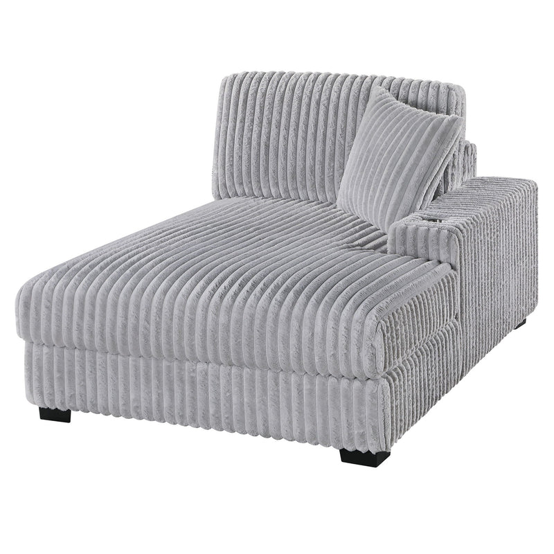 RAF Chaise With Cup Holder Modular Living Room Furniture Pillow - Gray / Mink