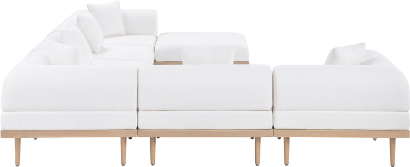 Laguna - 7 Piece Resilient Water Resistant Fabric 142" Upholstered Outdoor Patio Modular Sectional