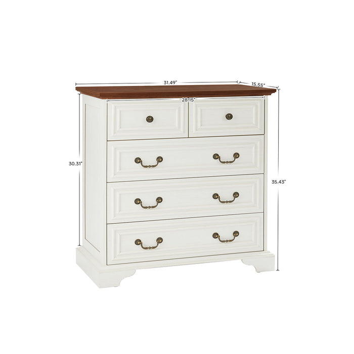 Modern 5 Drawer Dresser For Bedroom, Ample Storage Wide Chest Of Drawers