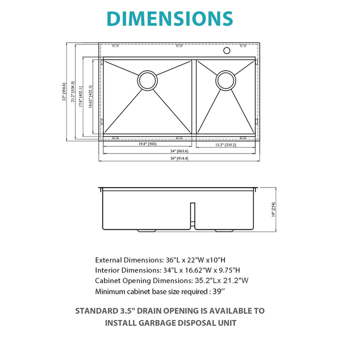 Topmount Drop In Kitchen Sink With Double Bowl Design
