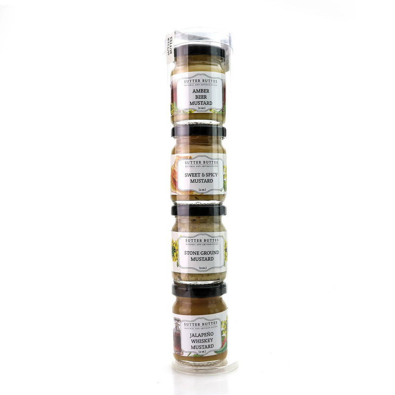 Gourmet Gift Tubes – 4 Mini Jars: Jam, Mustard, or Tapenade