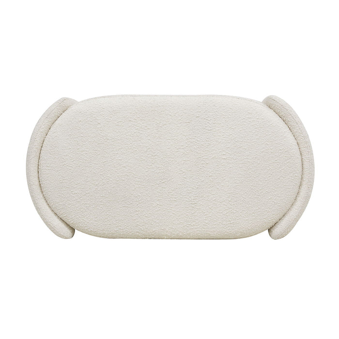 Fuji - Oval Storage Bench, Upholstered - Ivory White