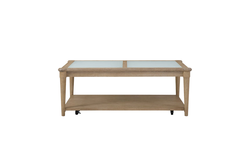 Citrus Heights - Frosted Glass Top Cocktail Table With Casters - Sand