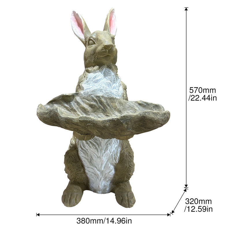 Magnesium Oxide Bunny Statue Holding Decor Hand-Painted Rabbit Sculpture Garden Lawn Ornament