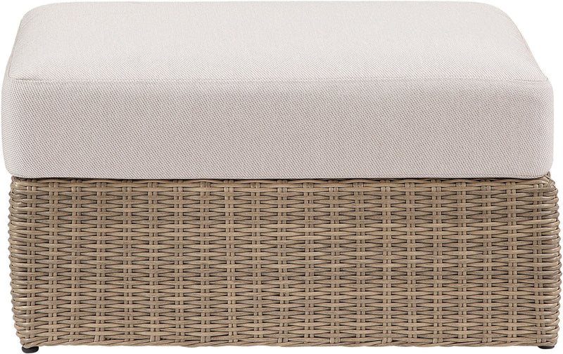 Seacrest - Olefin Water Resistant Fabric And Wicker Outdoor Patio Ottoman/Coffee Table